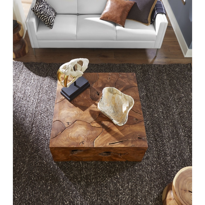 Phillips Collection Teak Chunk Solid Wood Block Coffee Table - Image 4
