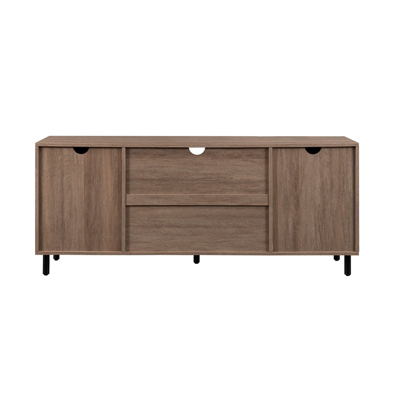 58" 2 Door Wood and Rattan TV Stand - Driftwood - Image 3