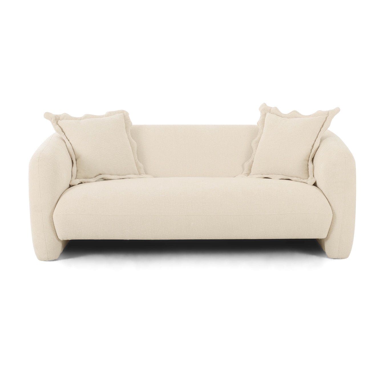 Lou Sandstone Textured Fabric Loveseat - Image 0