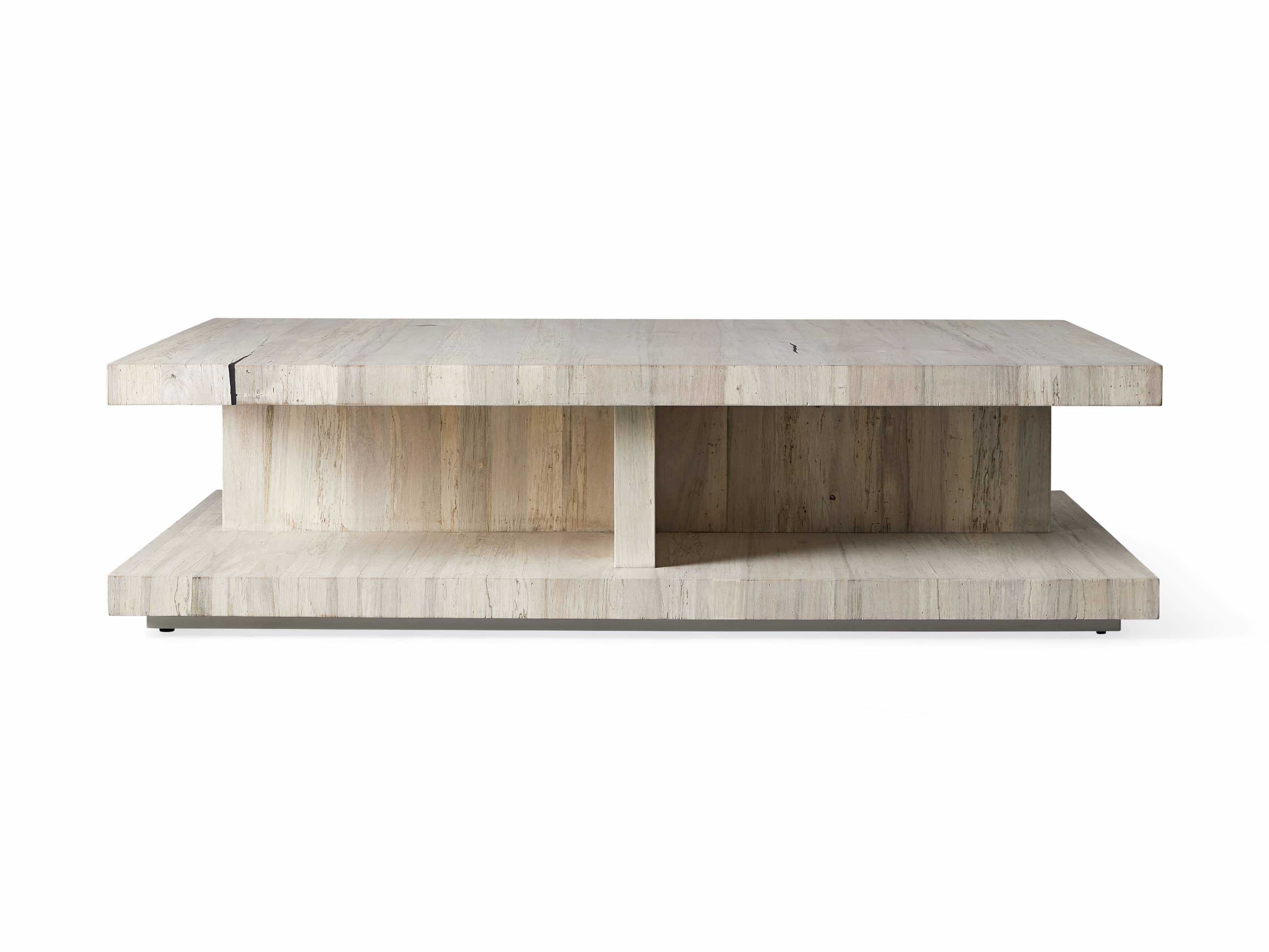 Leandro Coffee Table in Spalted Oak Wood 64" White   - Image 0