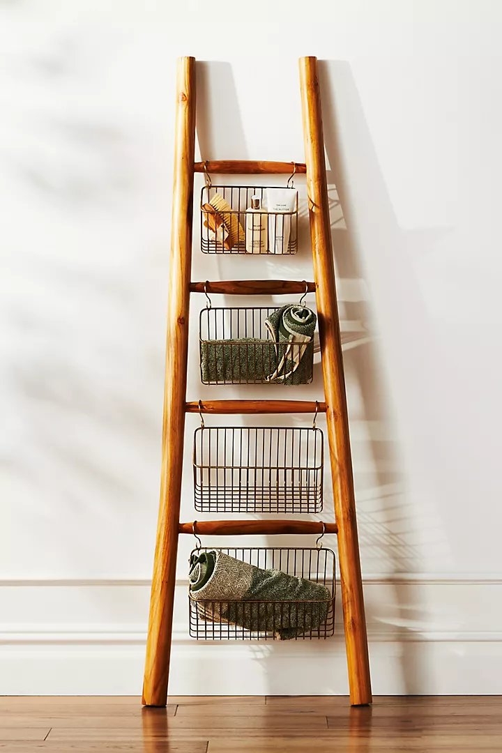 Travis Decorative Teak Blanket Ladder - Image 2