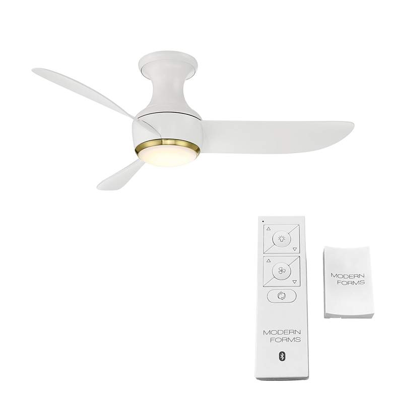 44" Modern Forms Corona White Brass LED Smart Hugger Ceiling Fan - Image 4