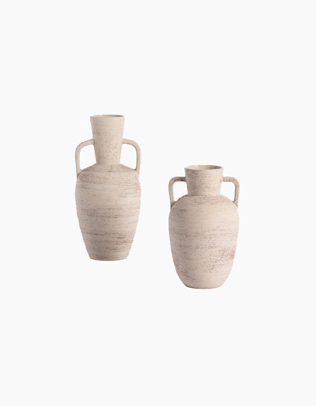 Pima Vases, Set Of 2 - Distressed Cream - Image 0