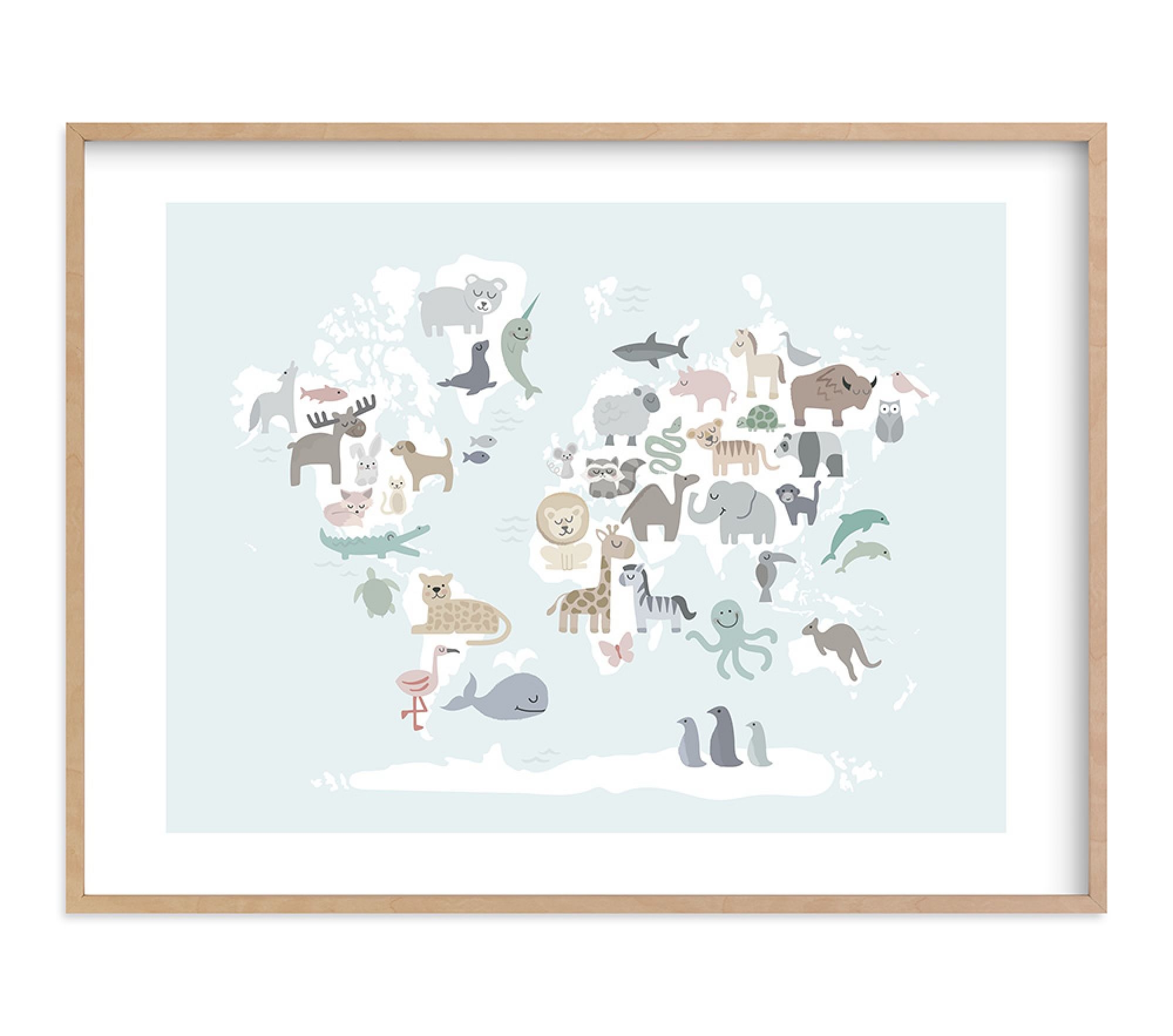 Minted(R) Wild World Map Wall Art by Jessie Steury; 40x30, Natural - Image 0