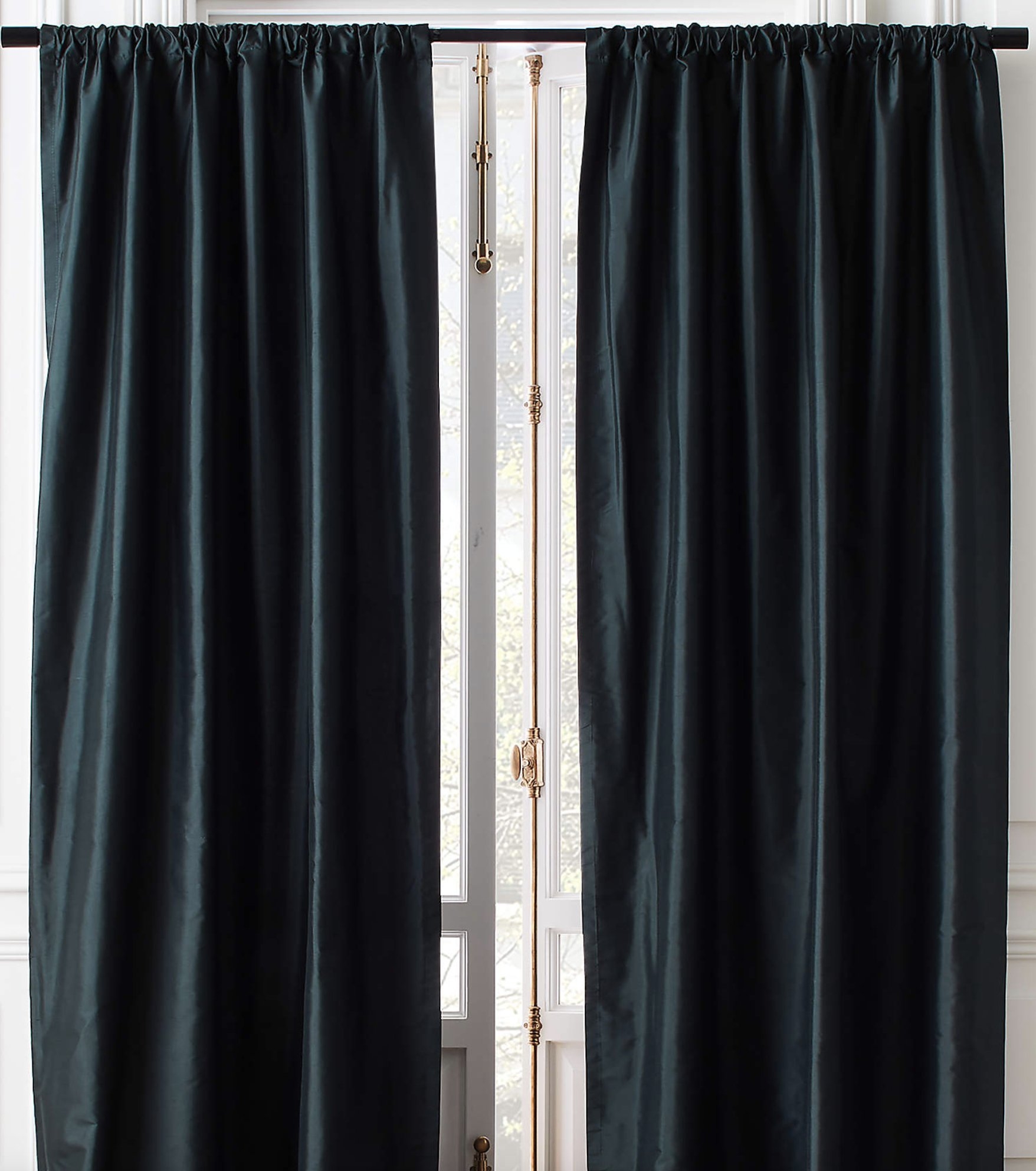 Seda Dark Green Dupioni Silk Window Curtain Panel 48"x96" - Image 0