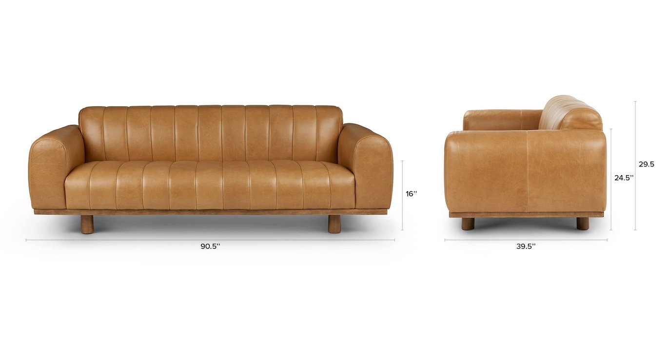 Texada 90.5" Tufted Leather Sofa - Taos Tan - Image 11