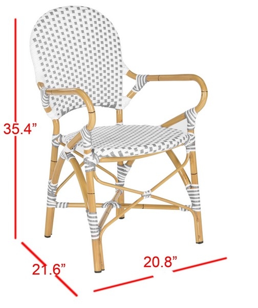 Salcha Indoor-Outdoor French Bistro Stacking Side Chair - Grey/White/Light Brown - Safavieh - Image 3