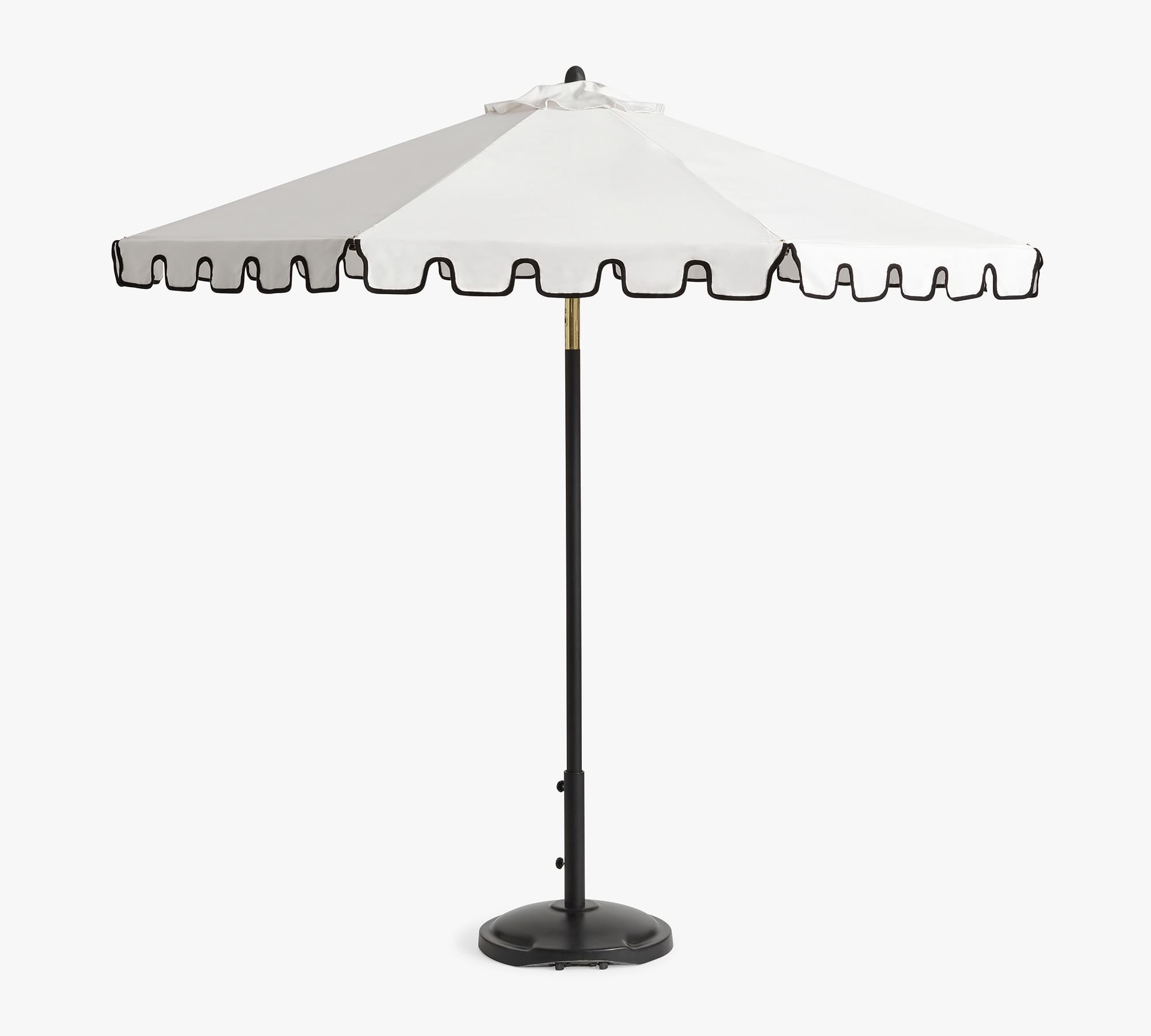 Premium Portofino 9' Round Umbrella- Aluminum Black-Sunbrella(R) Natural- Black Trim - Image 0