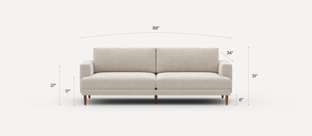 Ember Sofa - 89" / Sage - Performance Chenille / Walnut - Wood - Image 1