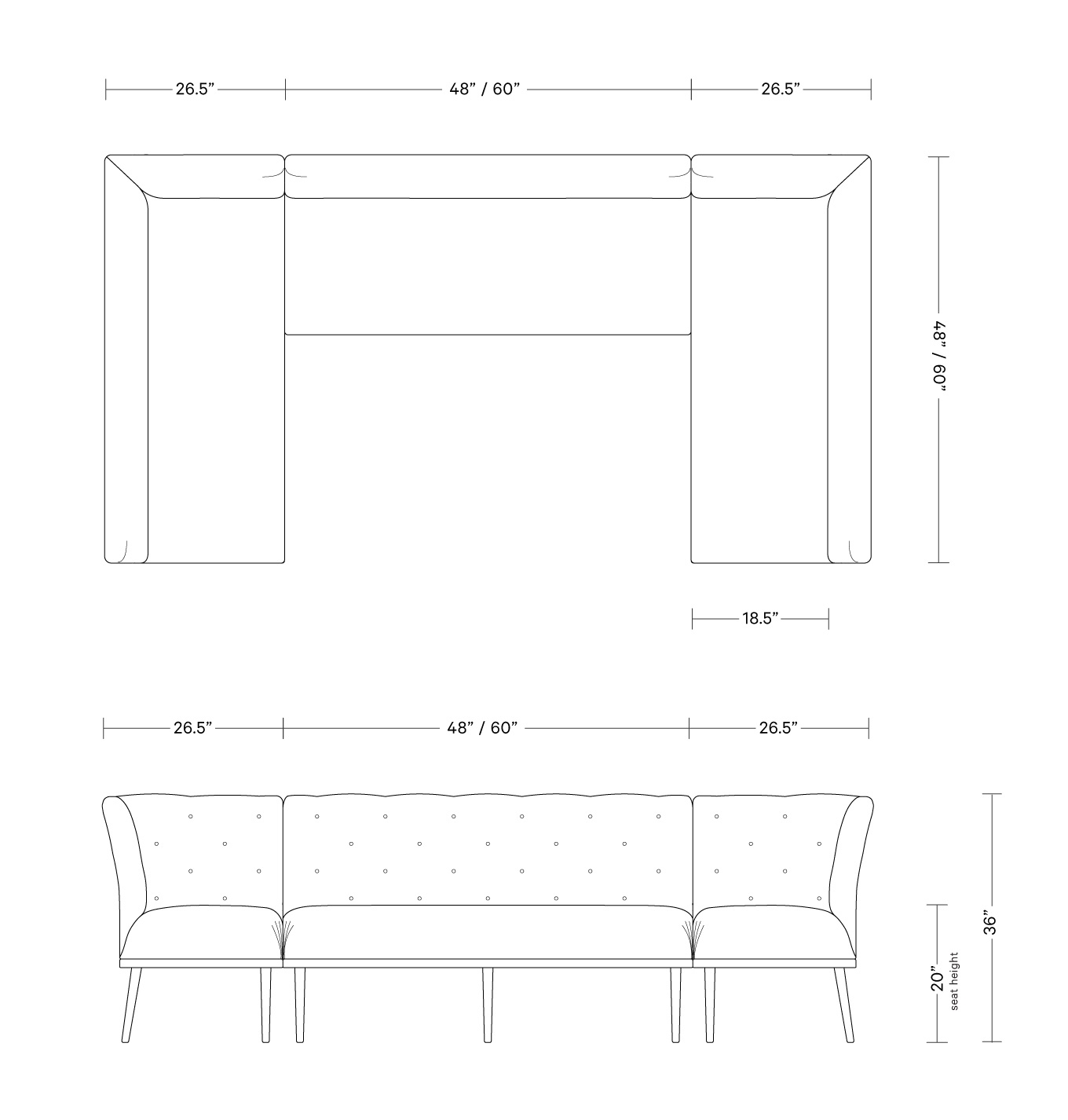 Dorian Upholstered U-Shaped Banquette with Tufting Option - Image 5