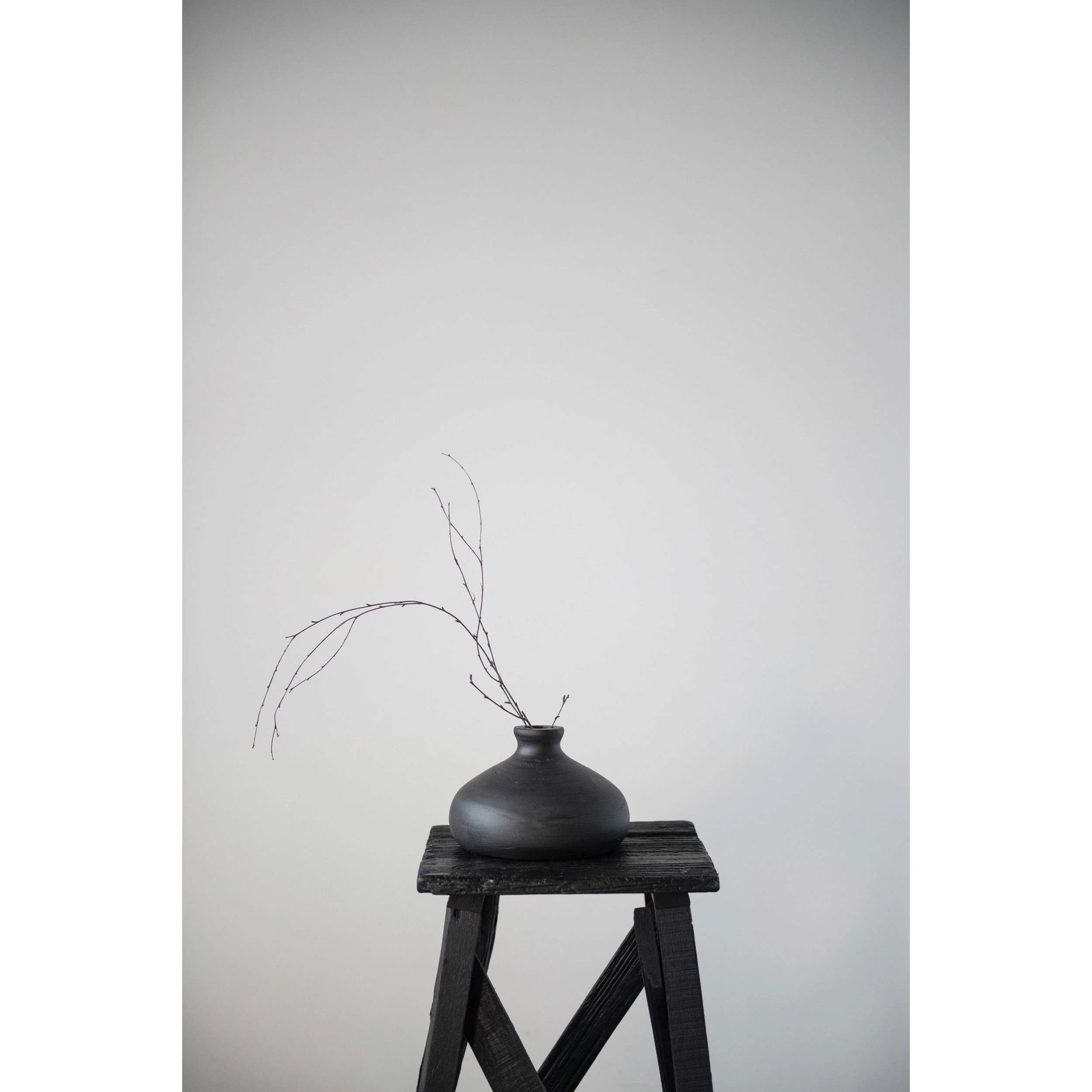 Paulownia Wood Vase, Black & White - Image 1