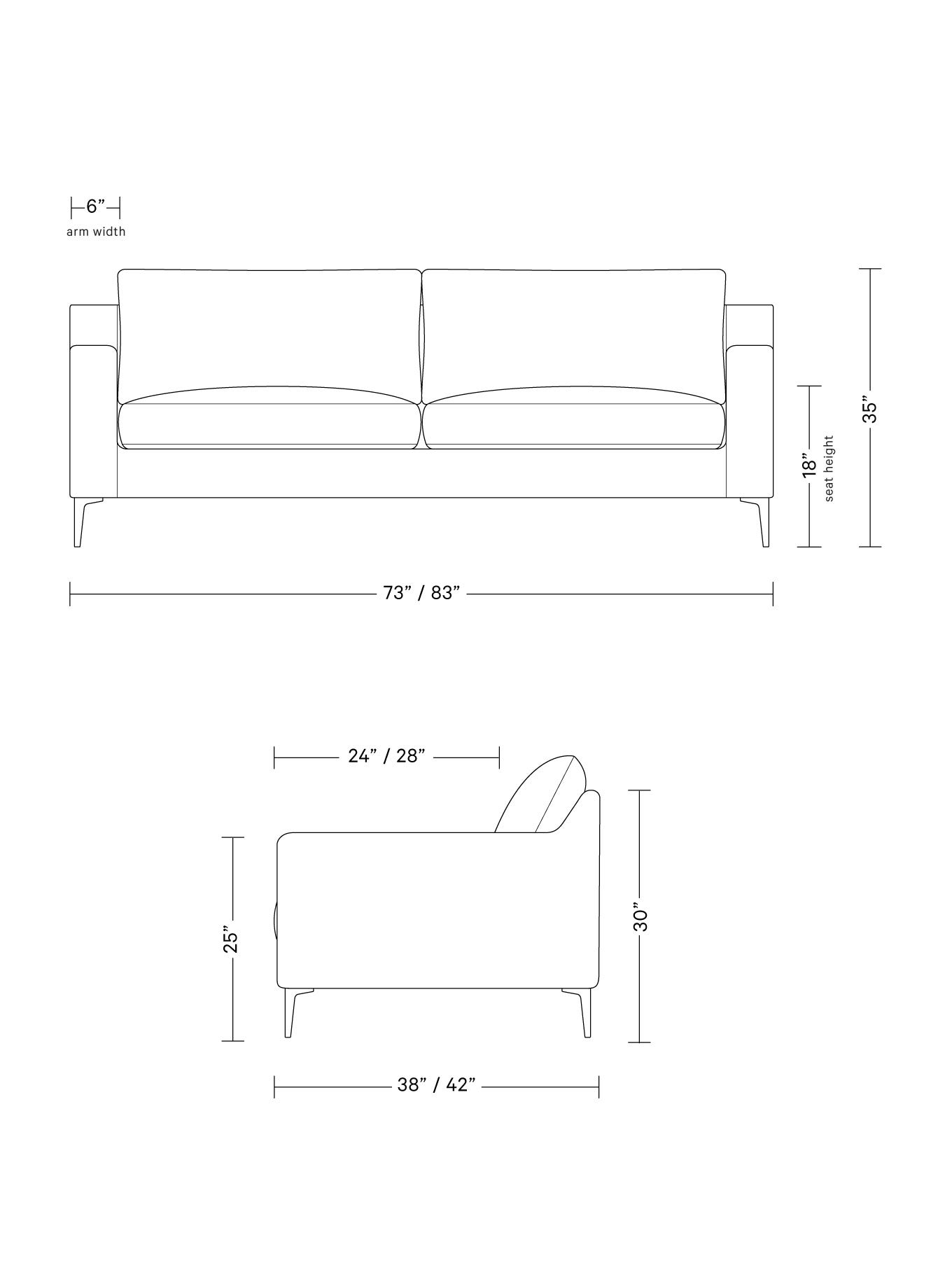 Saylor 2-Seat Sofa -Limestone/ Oiled Walnut Tapered Round Wood Leg - Down Alternative Cushions - Image 5
