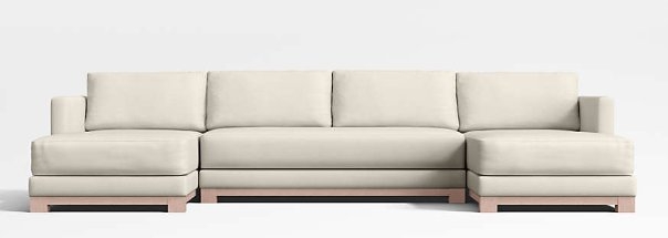 Gather Wood Base 3-Piece U-Shaped Bench Sectional Sofa with Double Chaise Lounge - Image 0