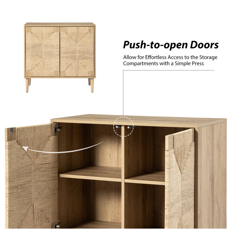 Louella 32"W Woven Transitional 2-Door Accent Cabinet - Image 2