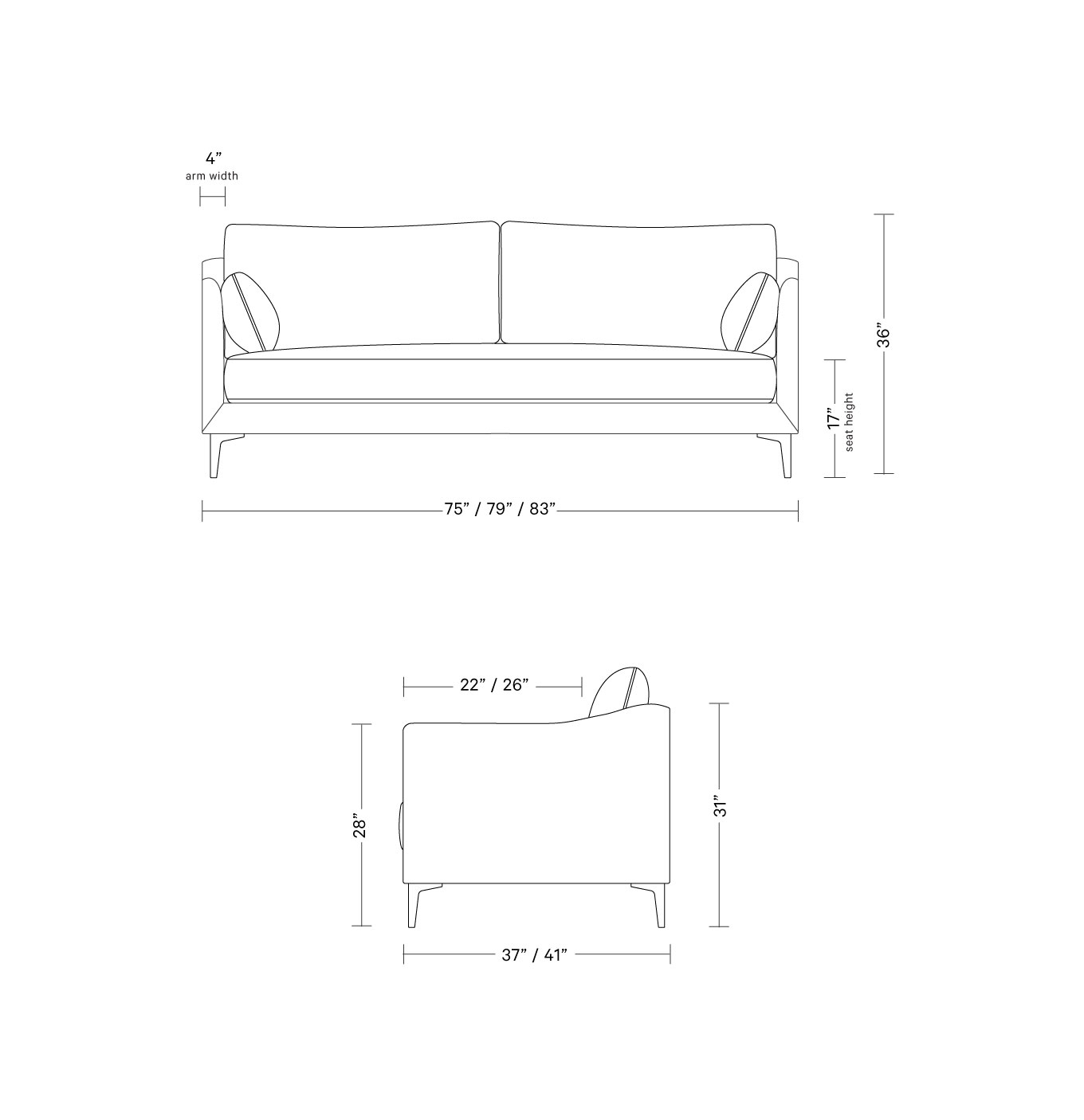 Caitlin Leather Sofa by The Everygirl® - Palomino - Brass Plated L Leg - Down Alternative Fill - Image 5