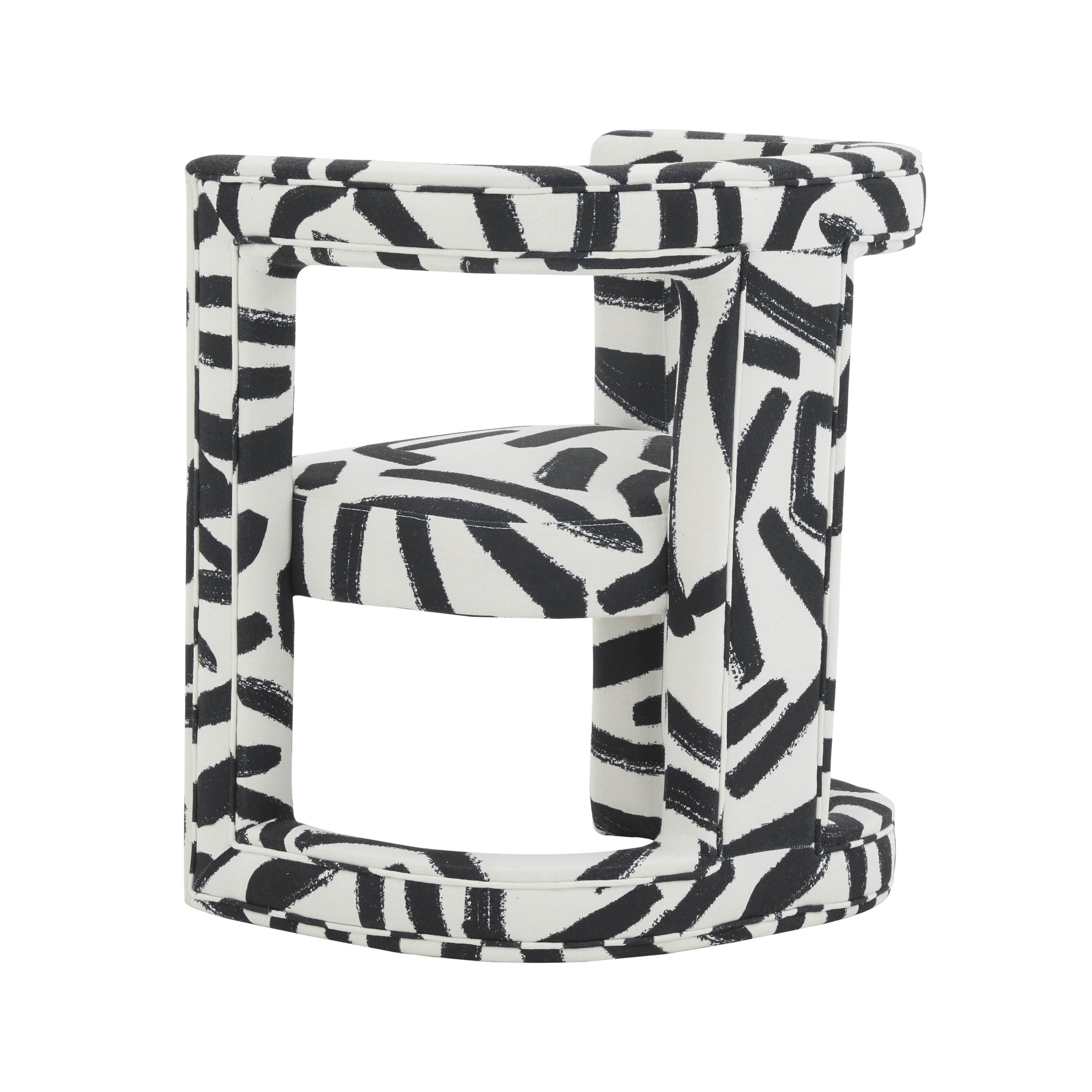 Ada Velvet Chair in Black Brushstroke Pattern - Image 3