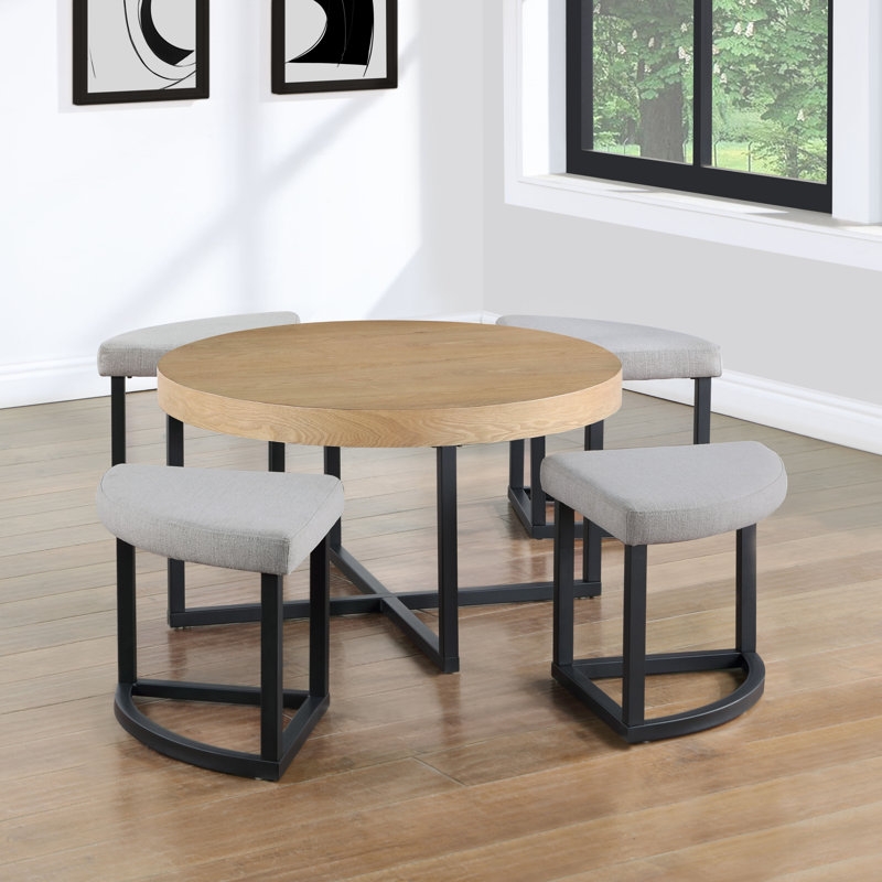 Carloz Cross Legs Coffee Table with Stools - Image 0