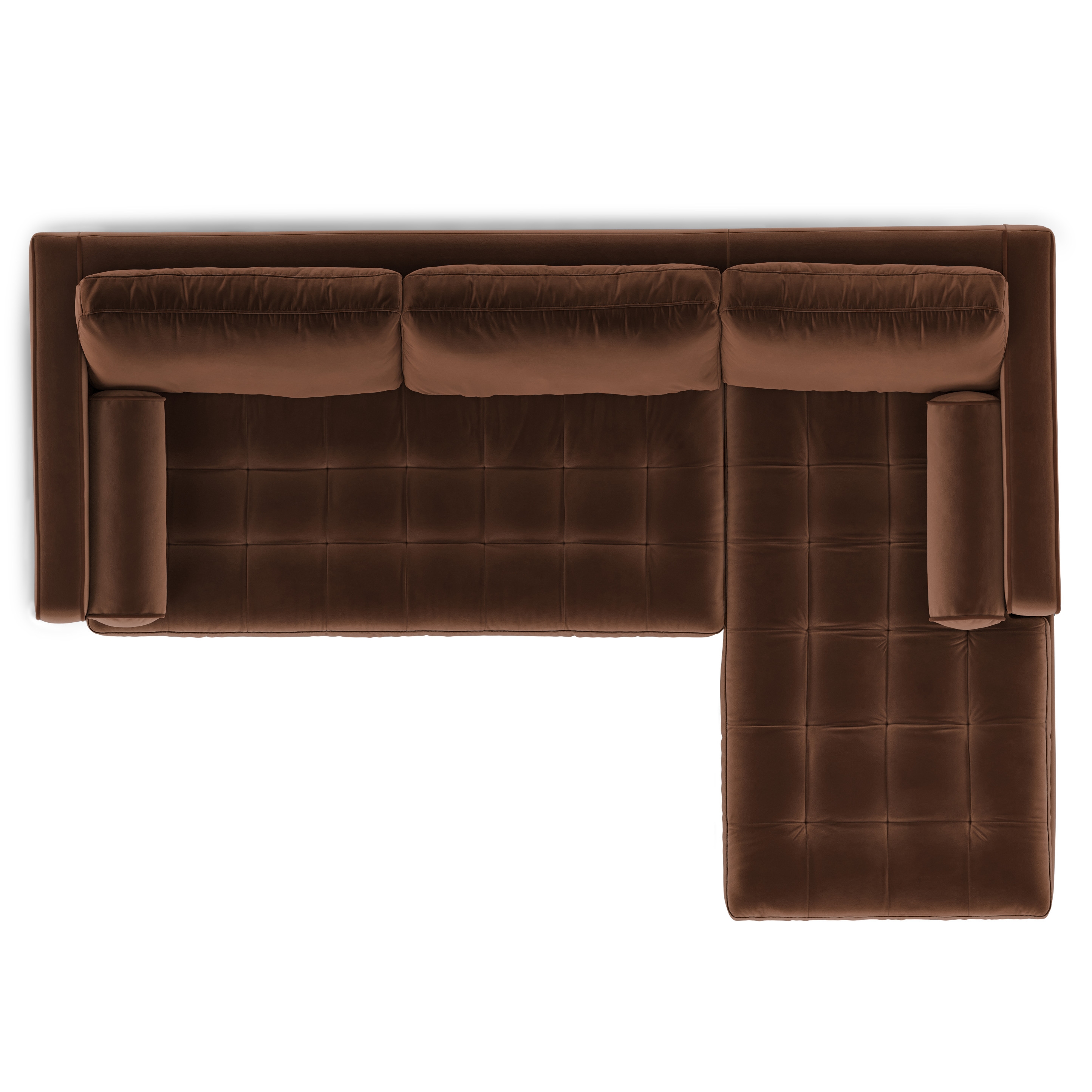 Sven 100" Tufted Velvet Right Sectional - Plush Pacific Brown - Image 3