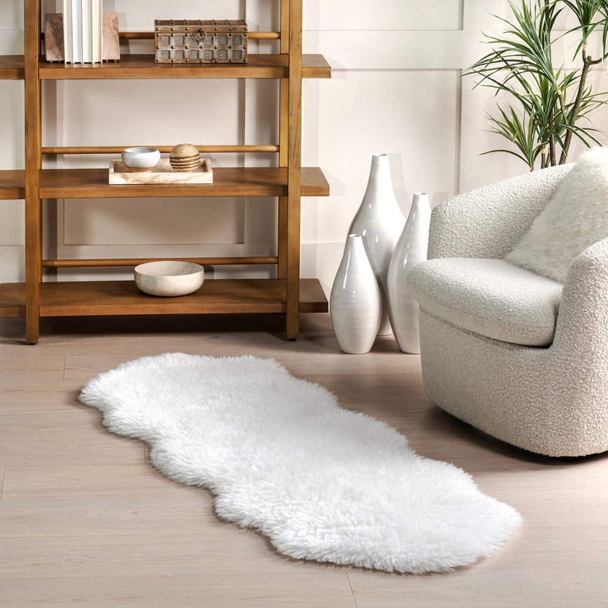 Salome Plush Faux Sheepskin Machine Washable Area Rug - Image 0