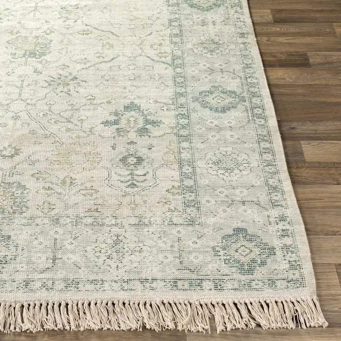 Tucson Handmade Flatweave Sage Green/Light Olive/White Rug - Image 2