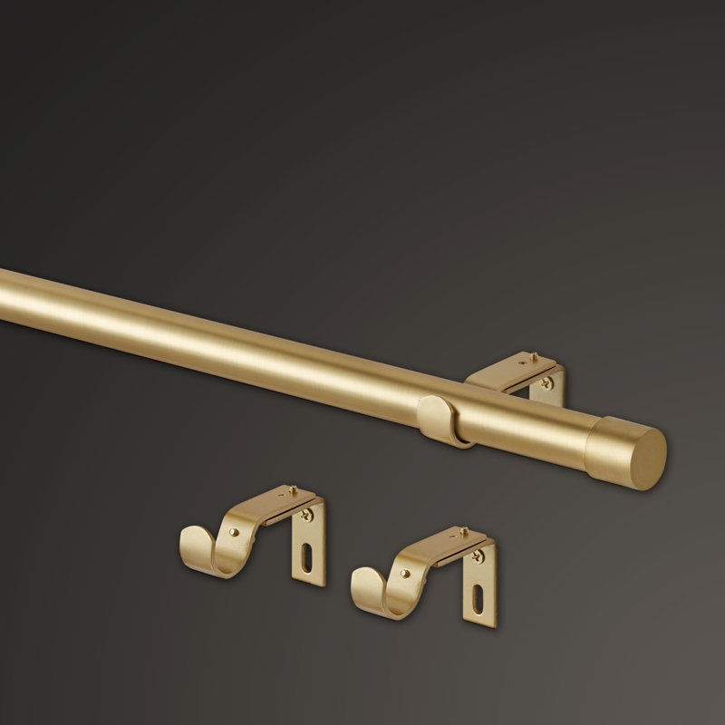 Mode Premium Collection 1 in Diameter Curtain Rod Set with Modern Endcap Finials and Steel Wall Mounted Adjustable Rod - Image 3