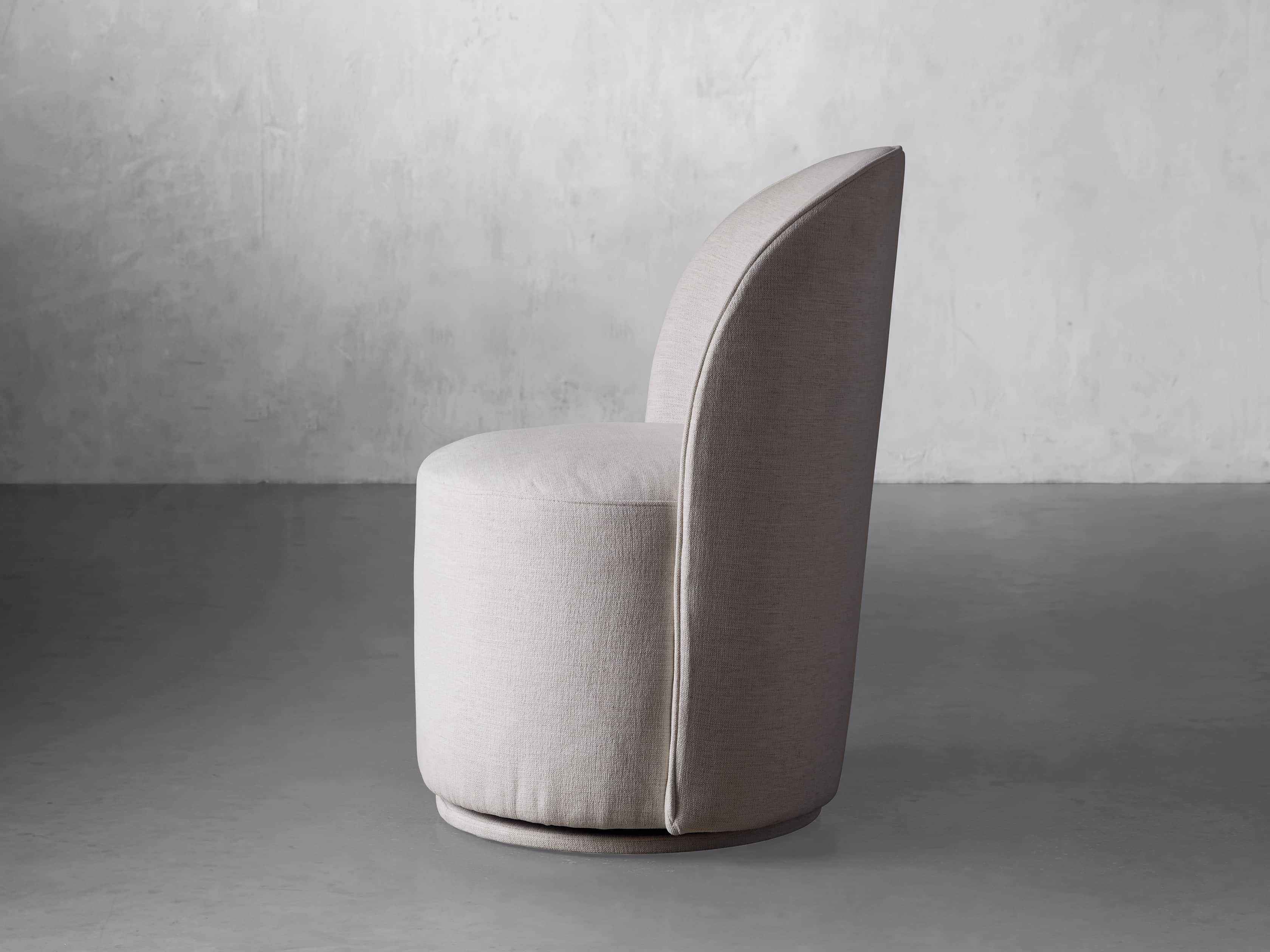 Kira Swivel Dining Chair in Nomad Snow Upholstered White - Image 2