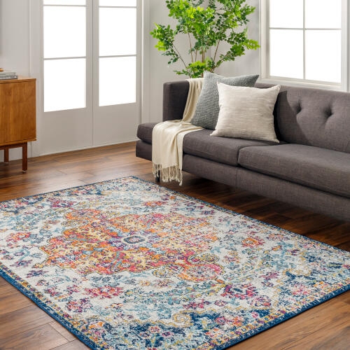 Harput Blue Indoor 8'10" x 12'6" Machine Woven Rug - Image 2