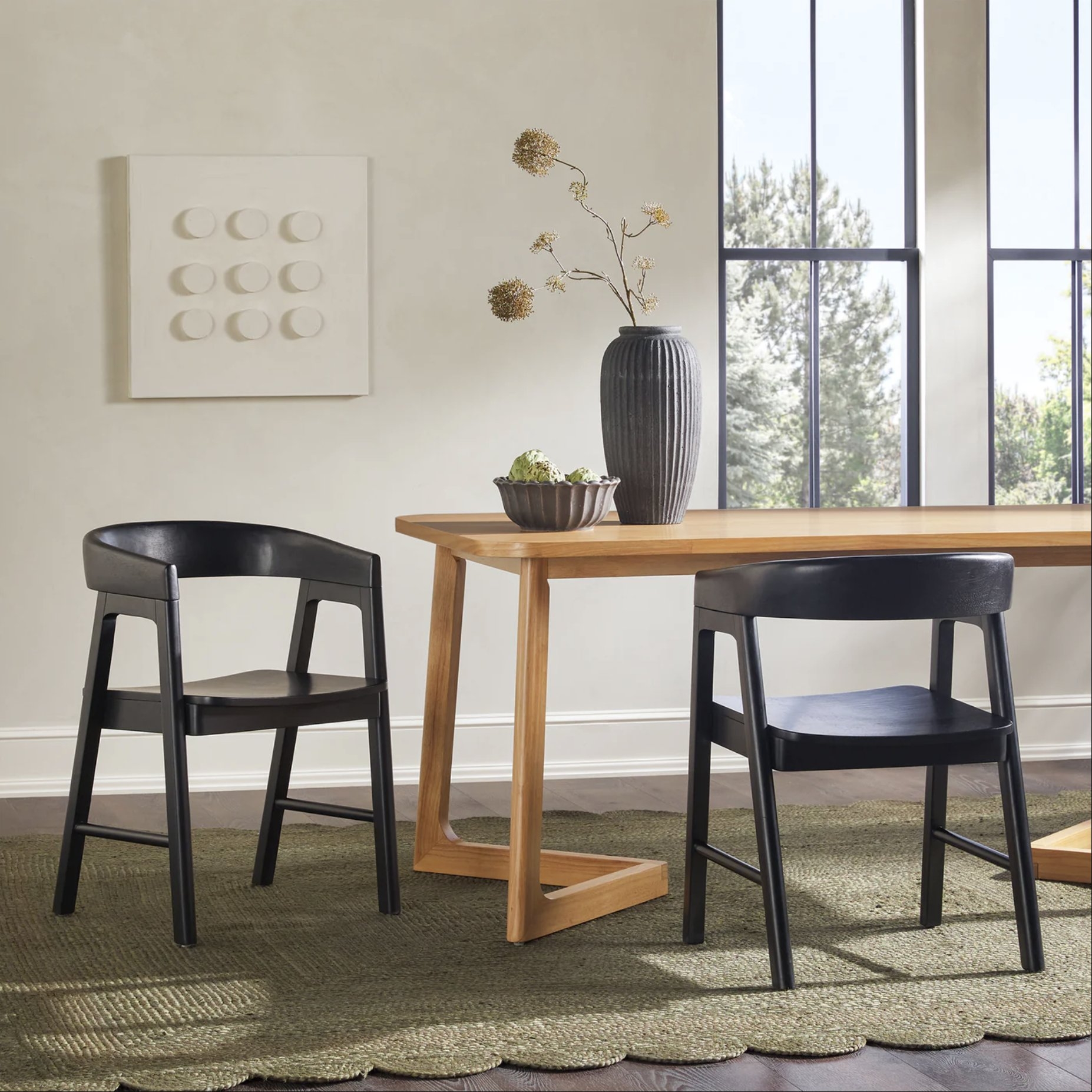 Modern Solid Wood Rounded Back Dining Chair (2 pack) - Black - Image 0