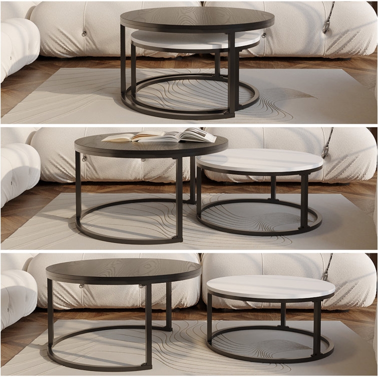 Latitude Run® 33.9 Inch Nesting Coffee Table Set (black & White) - Image 2