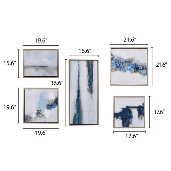 Martha Stewart Blue Drift Abstract 5-piece Gallery Frame - Image 4