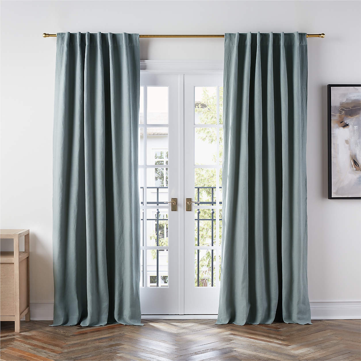 Mist Blue EUROPEAN FLAX ™-Certified Linen Blackout Window Curtain Panel 52"x96" - Image 0