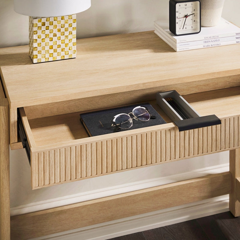 Holmes Modern Scandinavian Reeded Writing Desk with Lift Top - Image 7