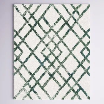 Geometric Area Rug in Ivory / Green, 9' x 12' - Image 2