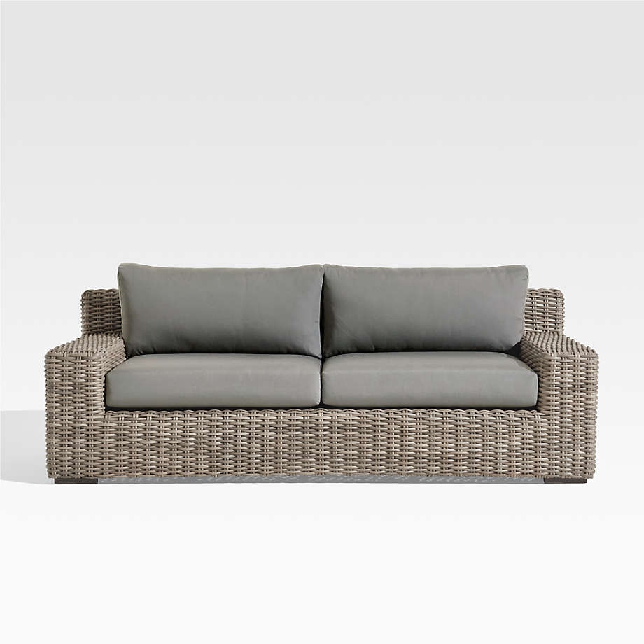 Abaco 83" Resin Wicker Outdoor Sofa with Graphite Sunbrella ® Cushions - Image 0