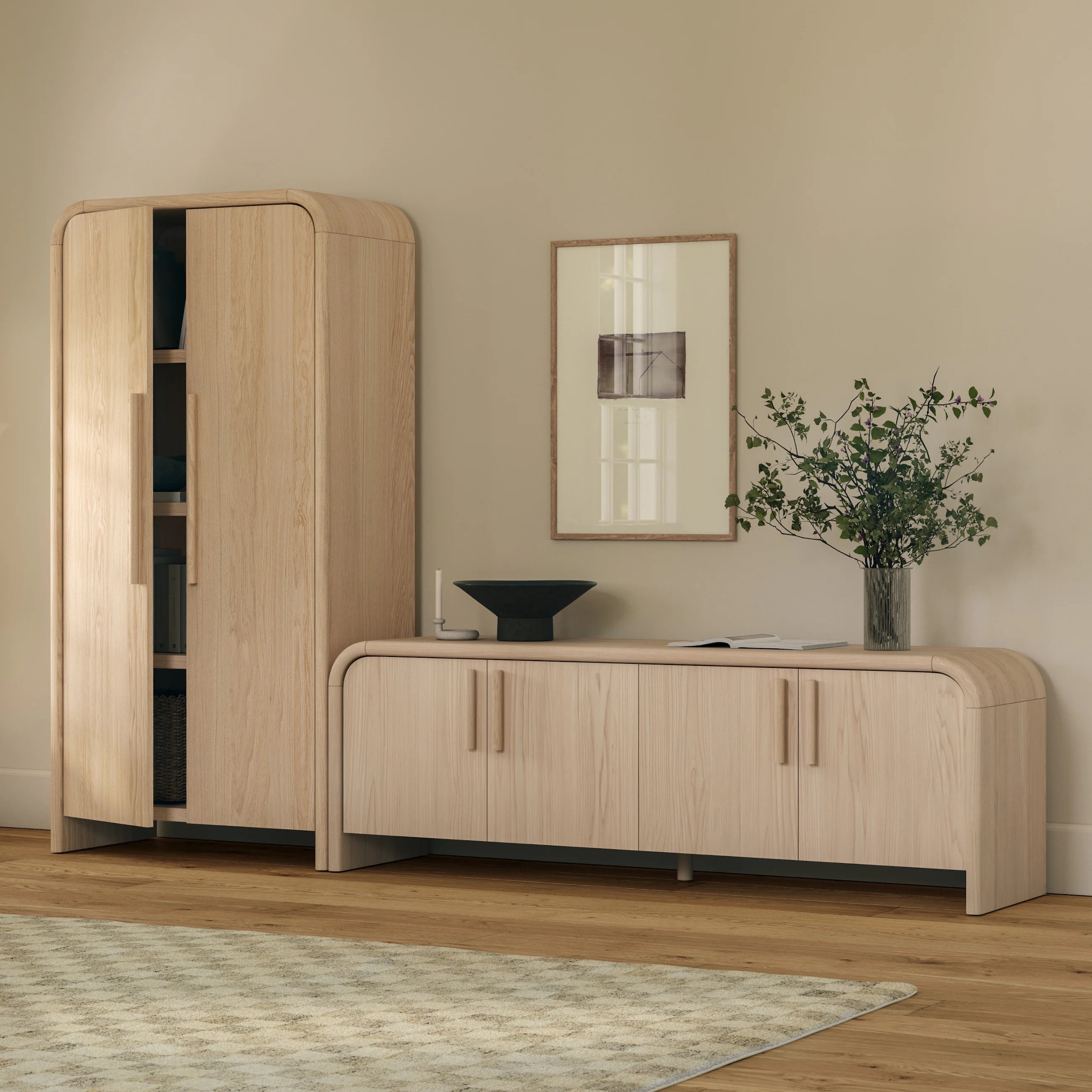 Faydra 35.5" Enclosed Bookcase - Natural Ash - Image 3