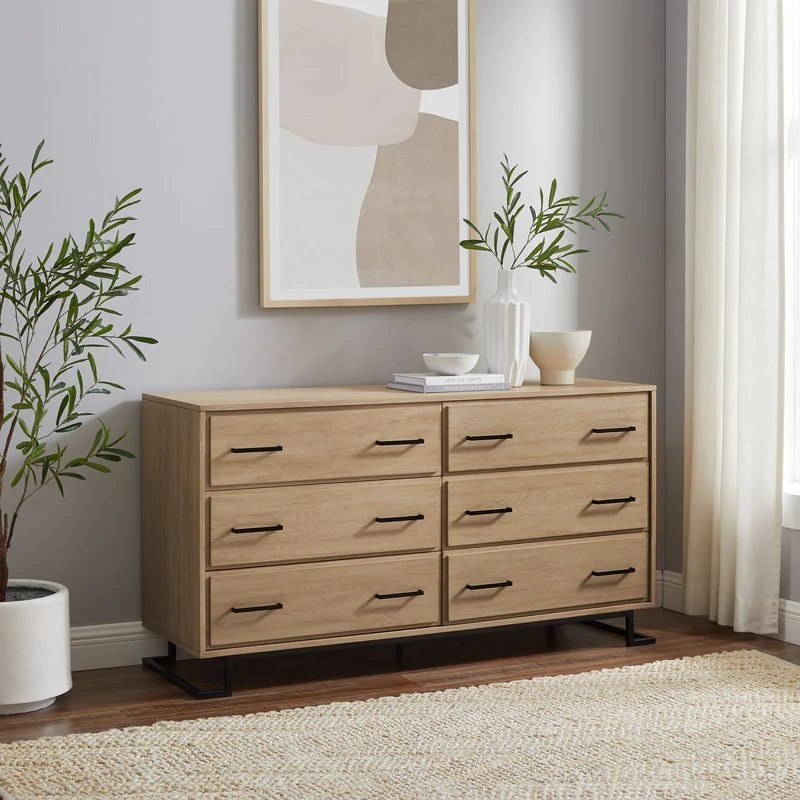 Danae Modern Wood and Metal L-Leg Dresser - Image 1