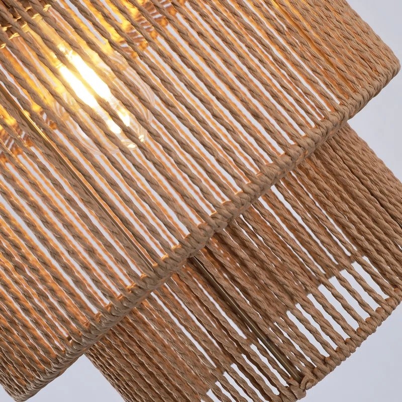 Highwoods 1 - Light Farmhouse Bohemian Woven Raffia Pendant - Image 4