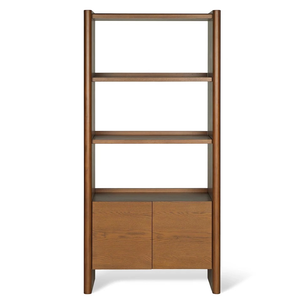 Torme 34" Bookcase with Storage, Tall - Smoked Oak - Image 3