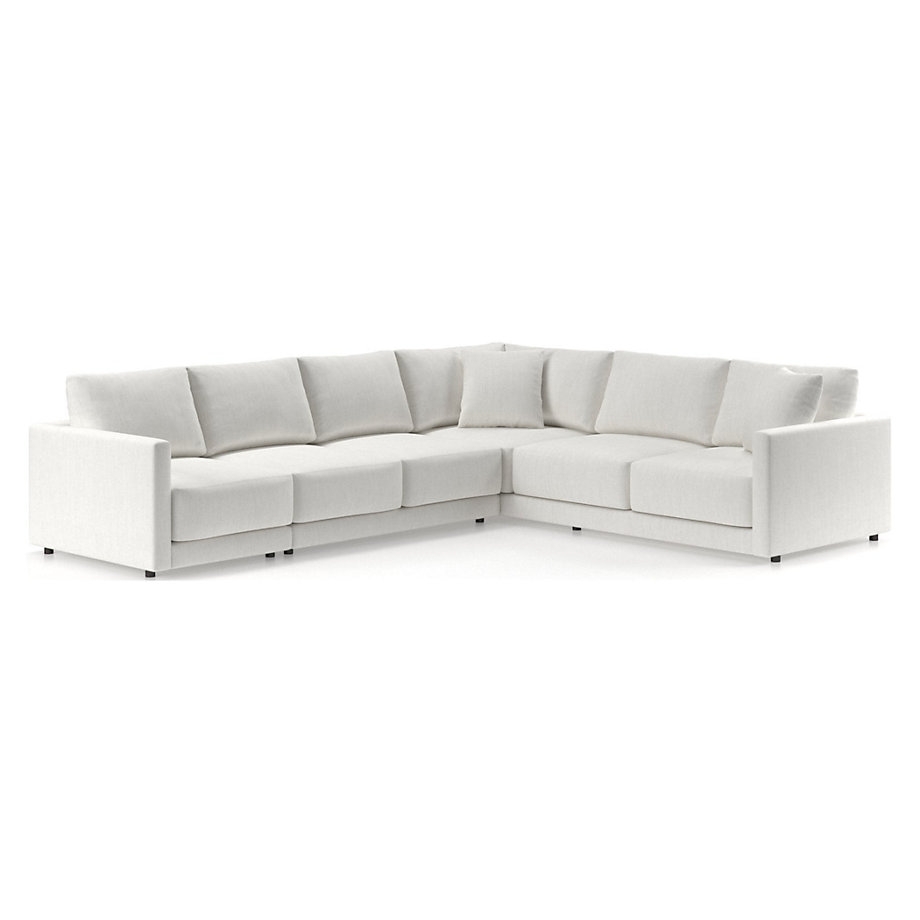 Gather Deep 3-Piece L-Shaped Sectional Sofa with Left-Arm Chair, 43" Deep, Tribute Fabric in Quartz Performance Classic Twill - Image 0