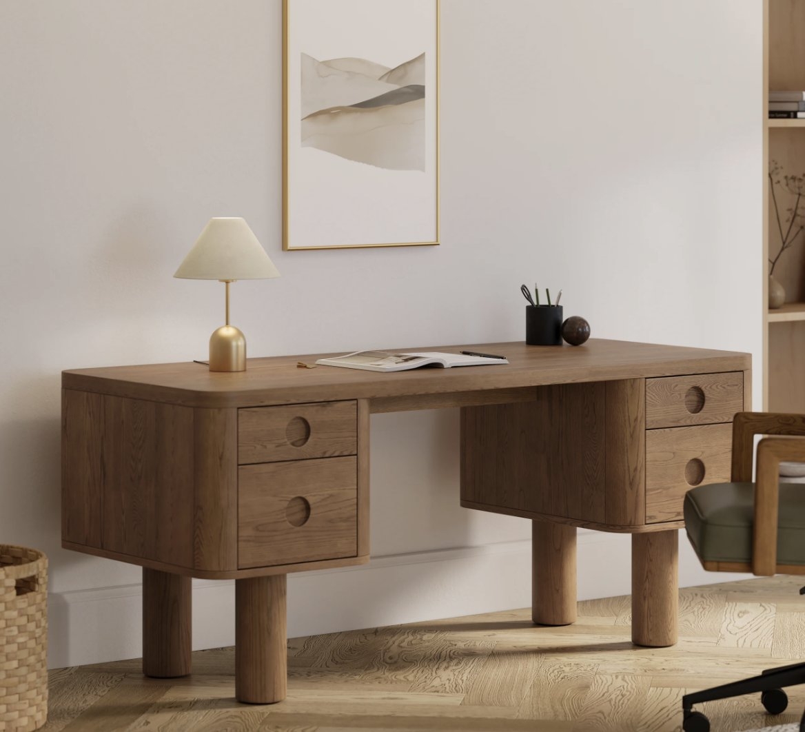 Adel 66.5" Desk - Smoked Oak - Image 1