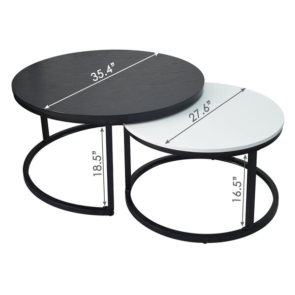 Latitude Run® 33.9 Inch Nesting Coffee Table Set (black & White) - Image 3