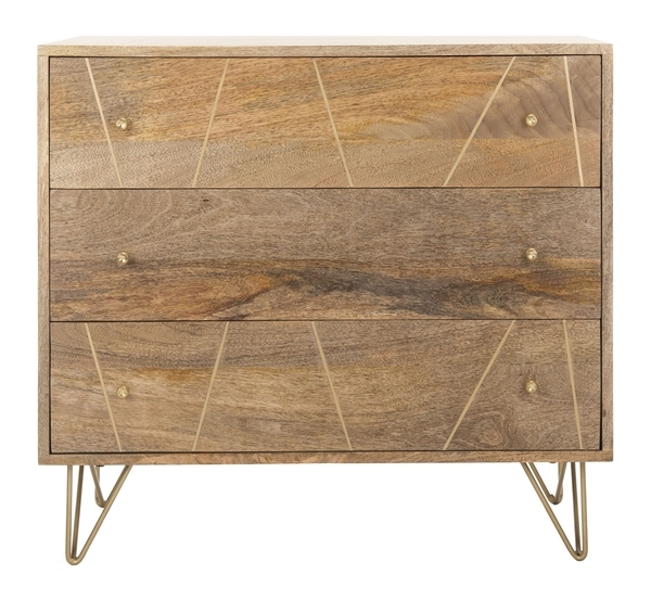 Marigold 3 Drawer Chest - Natural/Brass - Safavieh - Image 0