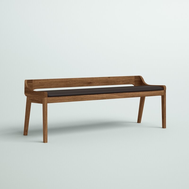 Franke Faux Leather Wood Bench - Image 1