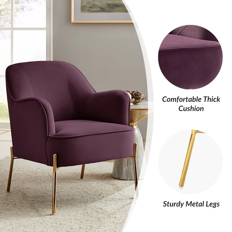 Cleo 26" Wide Contemporary Chair with Recessed Arms - Image 2