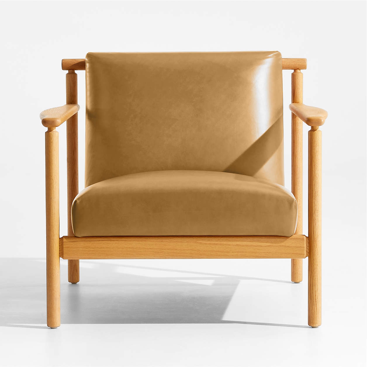 Ojai Leather Wood Frame Accent Chair - Image 0