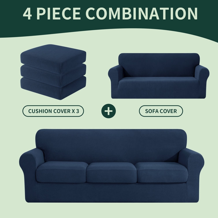 Elastic Textured Separate Box Cushion Sofa Slipcover - Image 2