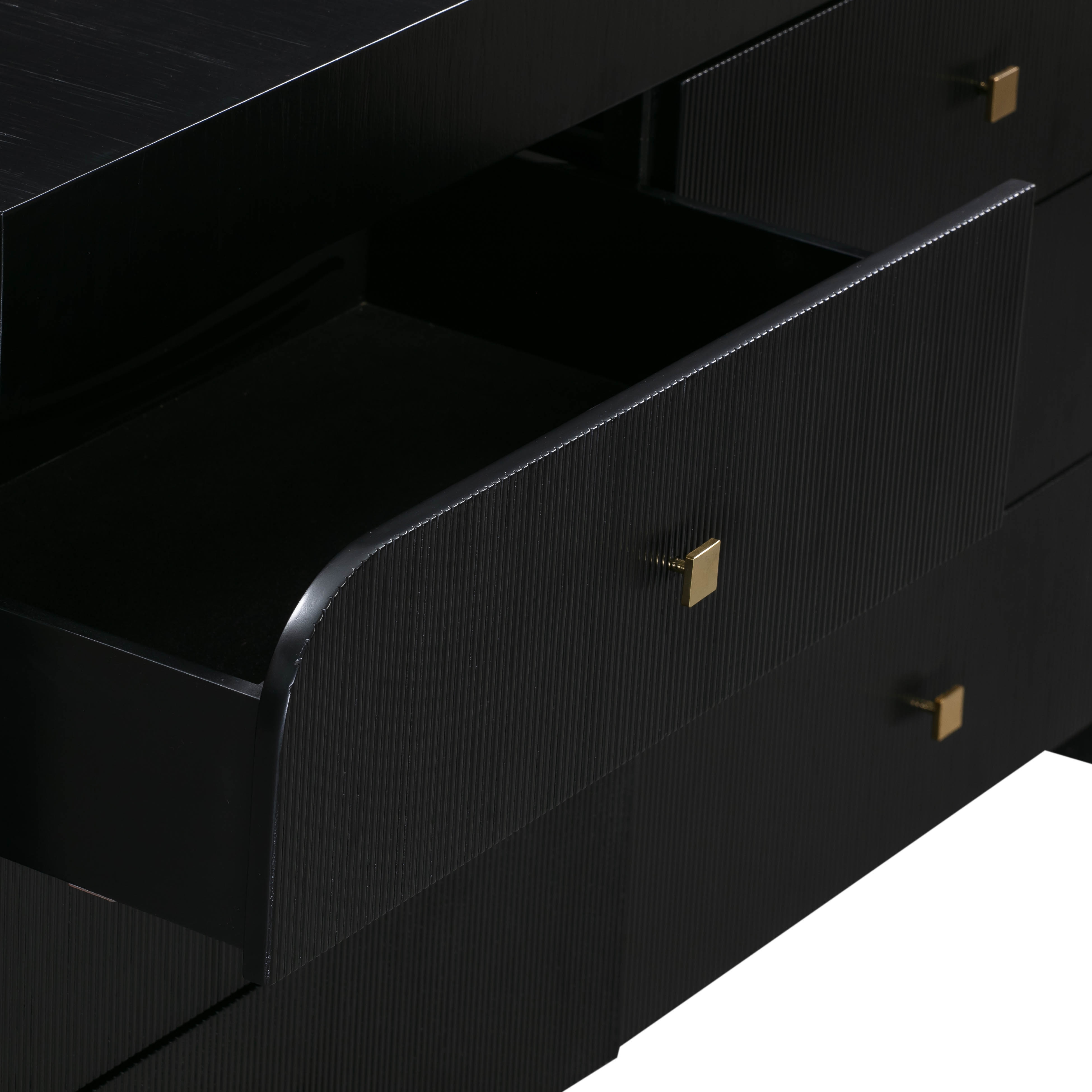 Hump 6 Drawer Black Dresser - Image 5