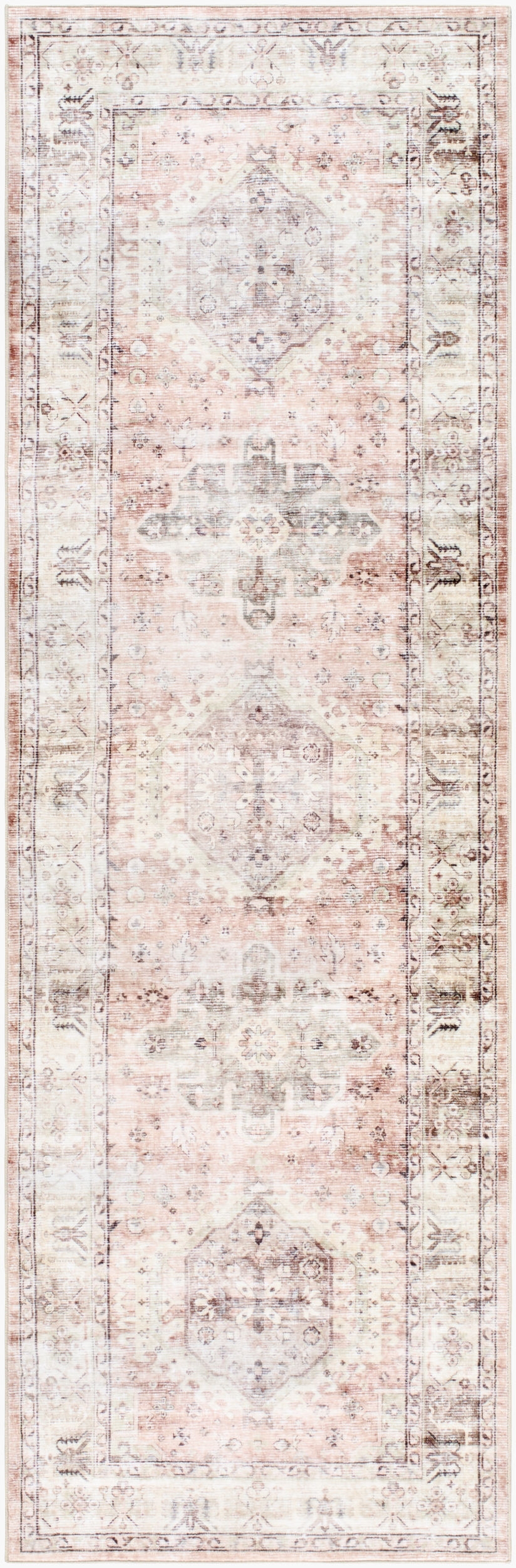 Lavable Beige Indoor 2'6" x 8' Machine Woven Rug - Image 0