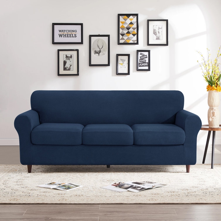 Elastic Textured Separate Box Cushion Sofa Slipcover - Image 0