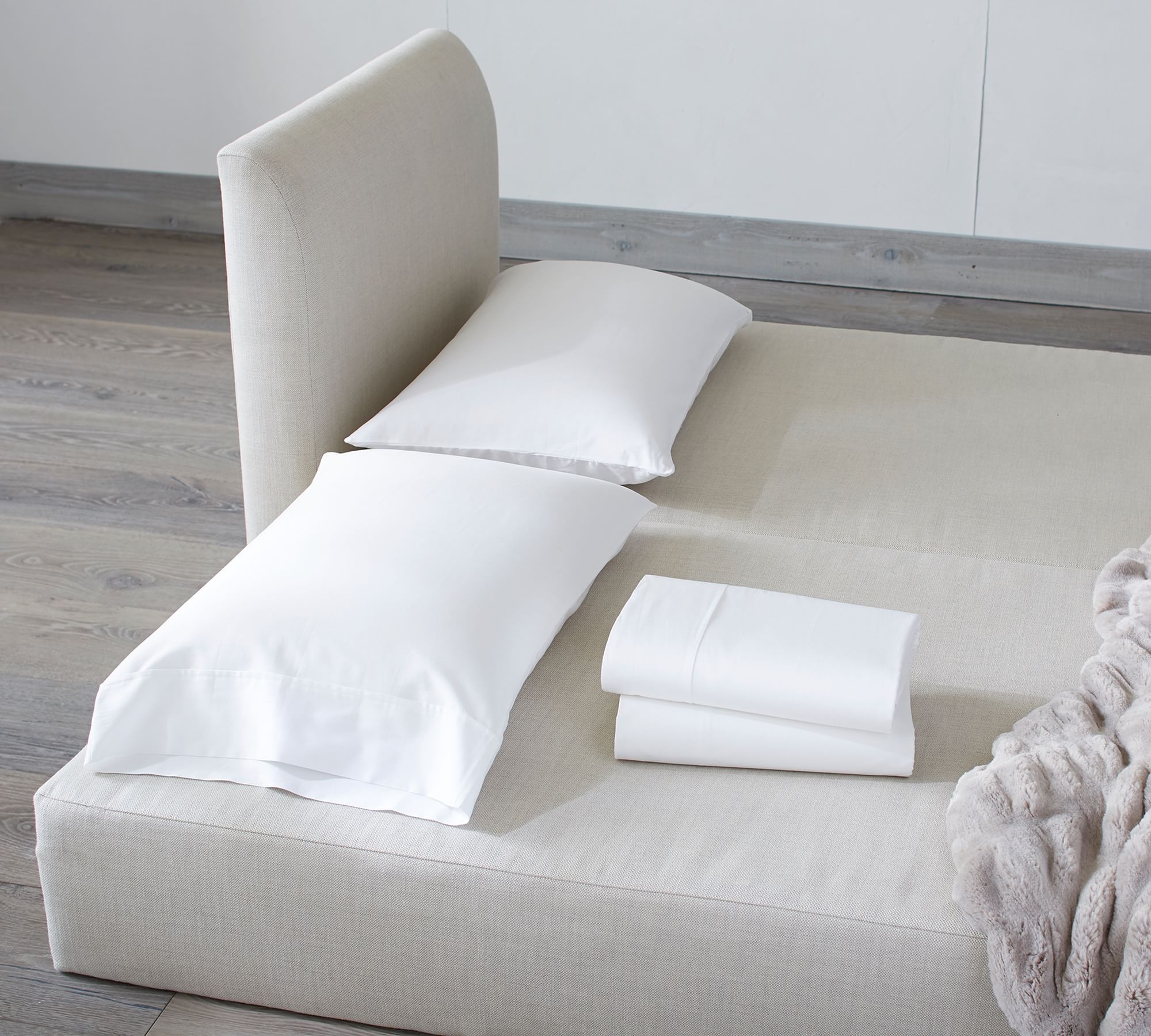 Luna Upholstered Daybed Sleeper, Polyester Wrapped Cushions, Basketweave Slub Ash - Image 4